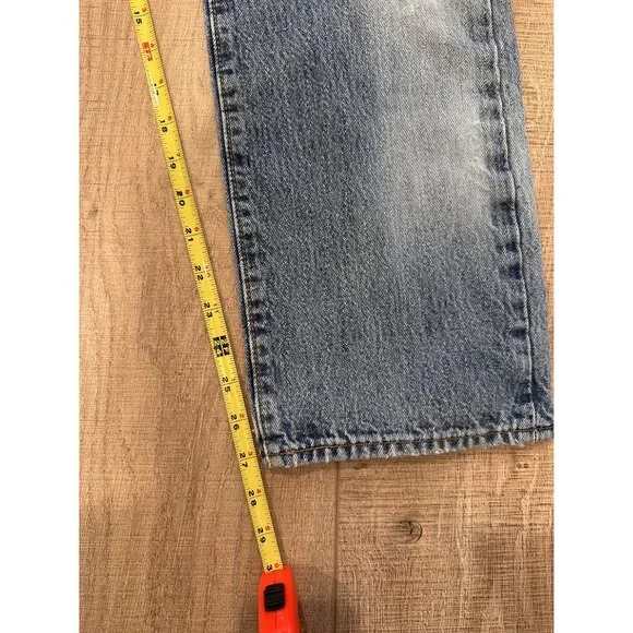 Vintage Levis 501 Blue Solid High Rise Straight Leg Jeans Size Waist 32 - Picture 10 of 10